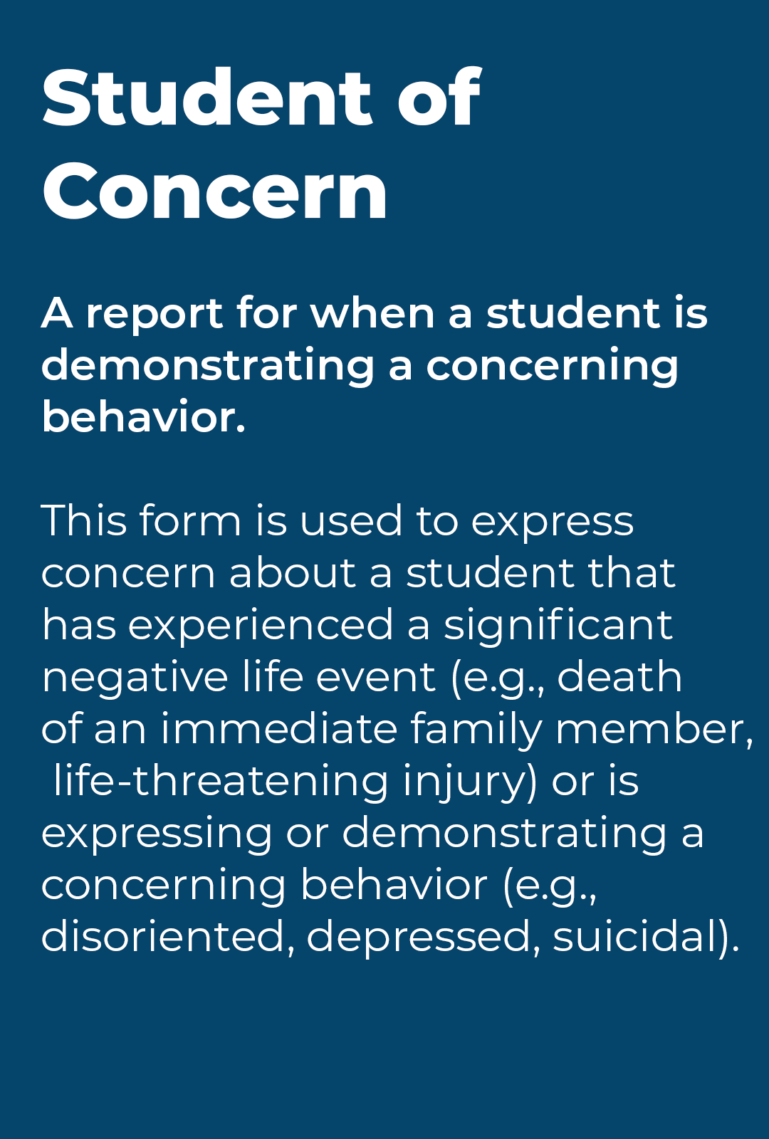 Link to Student of Concern Form