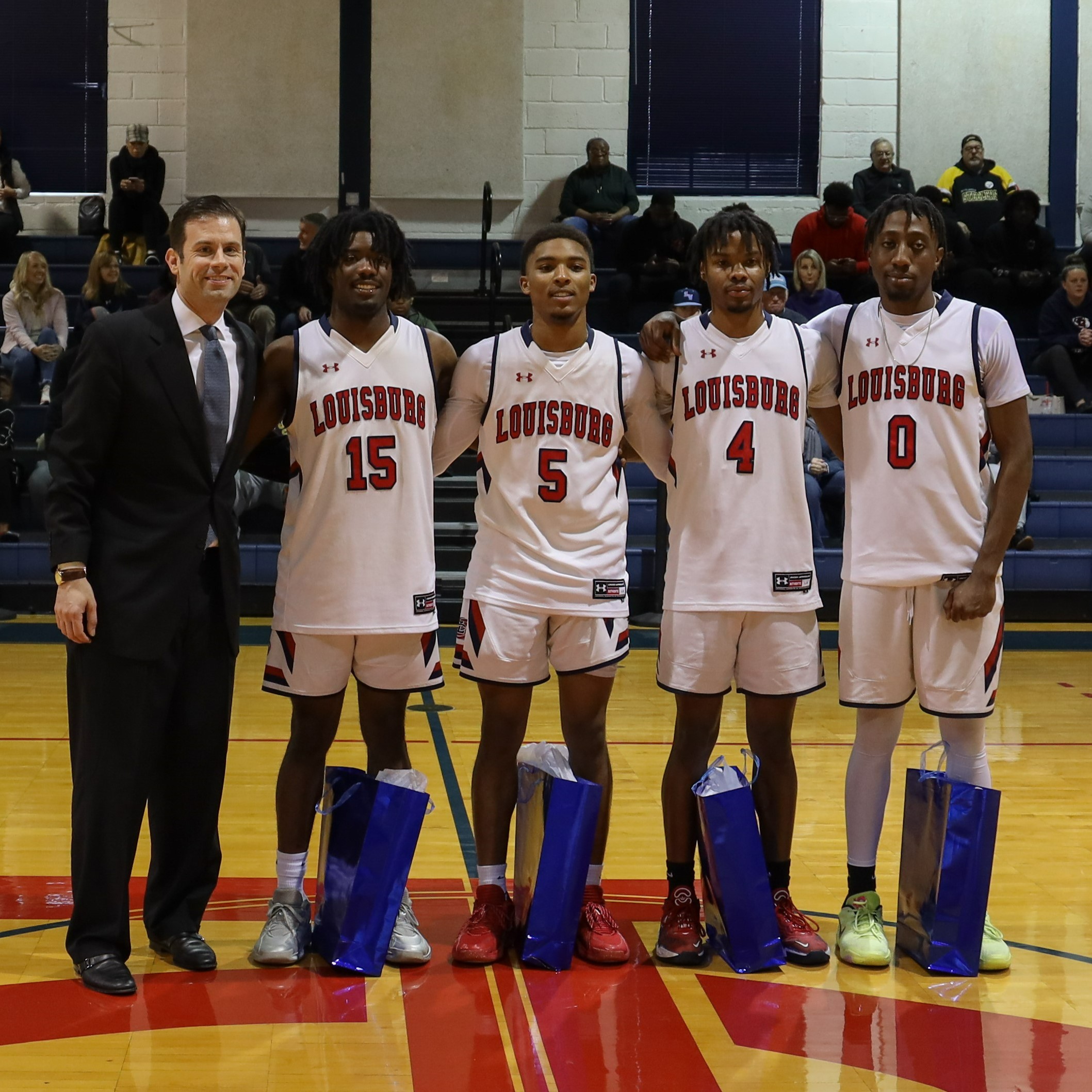 men's basketball sophomores with Coach Bagwell