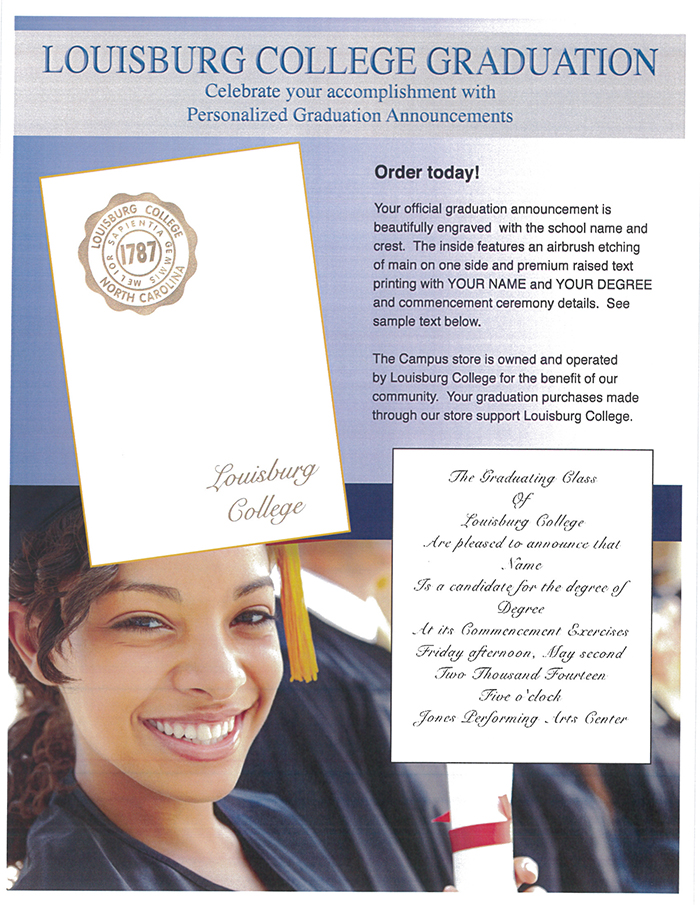 A flyer showing Louisburg College announcement examples