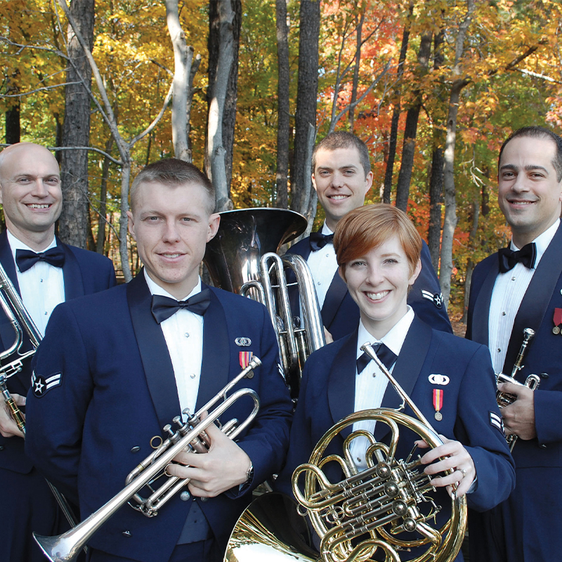 Heritage Brass is a five-member pioneering symphonic brass ensemble that presents a diverse repertoire featuring orchestral transcriptions, patriotic favorites, jazz standards, and new compositions. As professional Airmen, the musicians are committed to inspiring patriotism, recruiting the best to serve our country, and honoring our nation’s veterans through the power of music.
