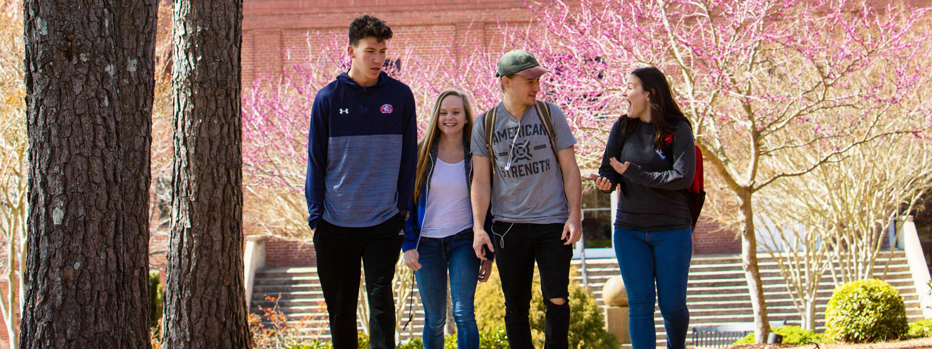students walking on campus