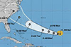 A map showing the predicted path of hurricane florence