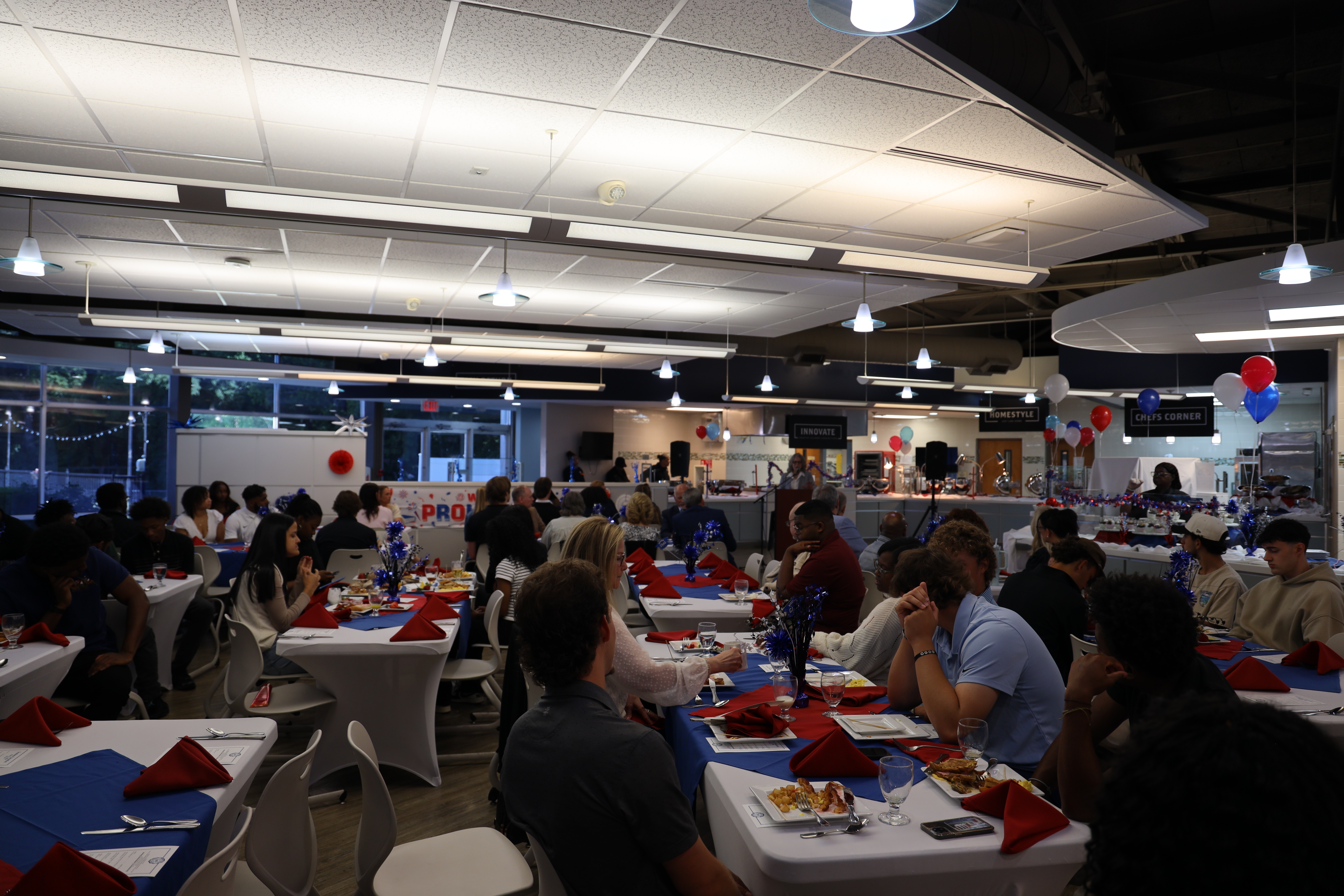 Louisburg College students eat at the 2026 graduate brunch
