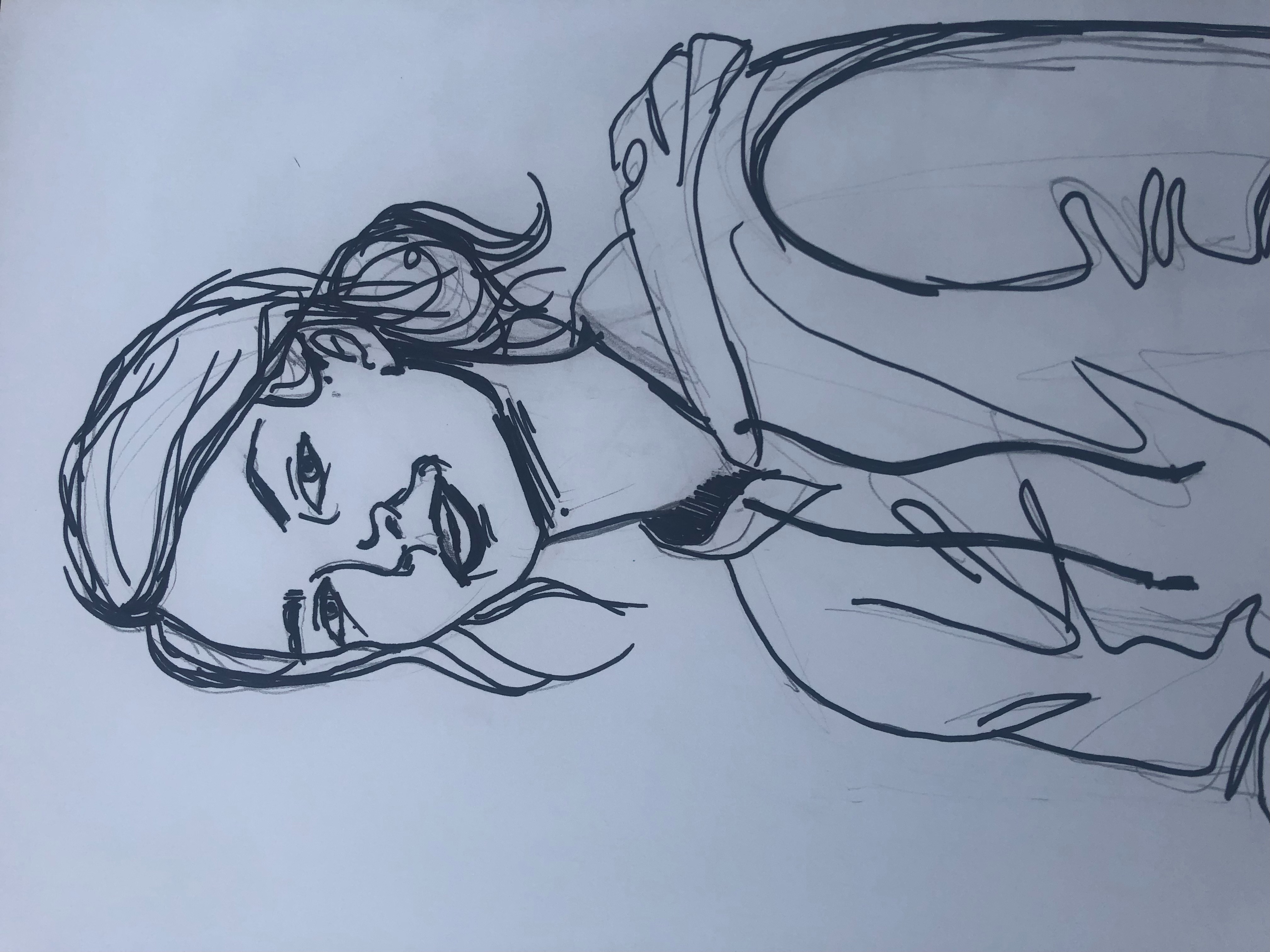 line drawing of a girl